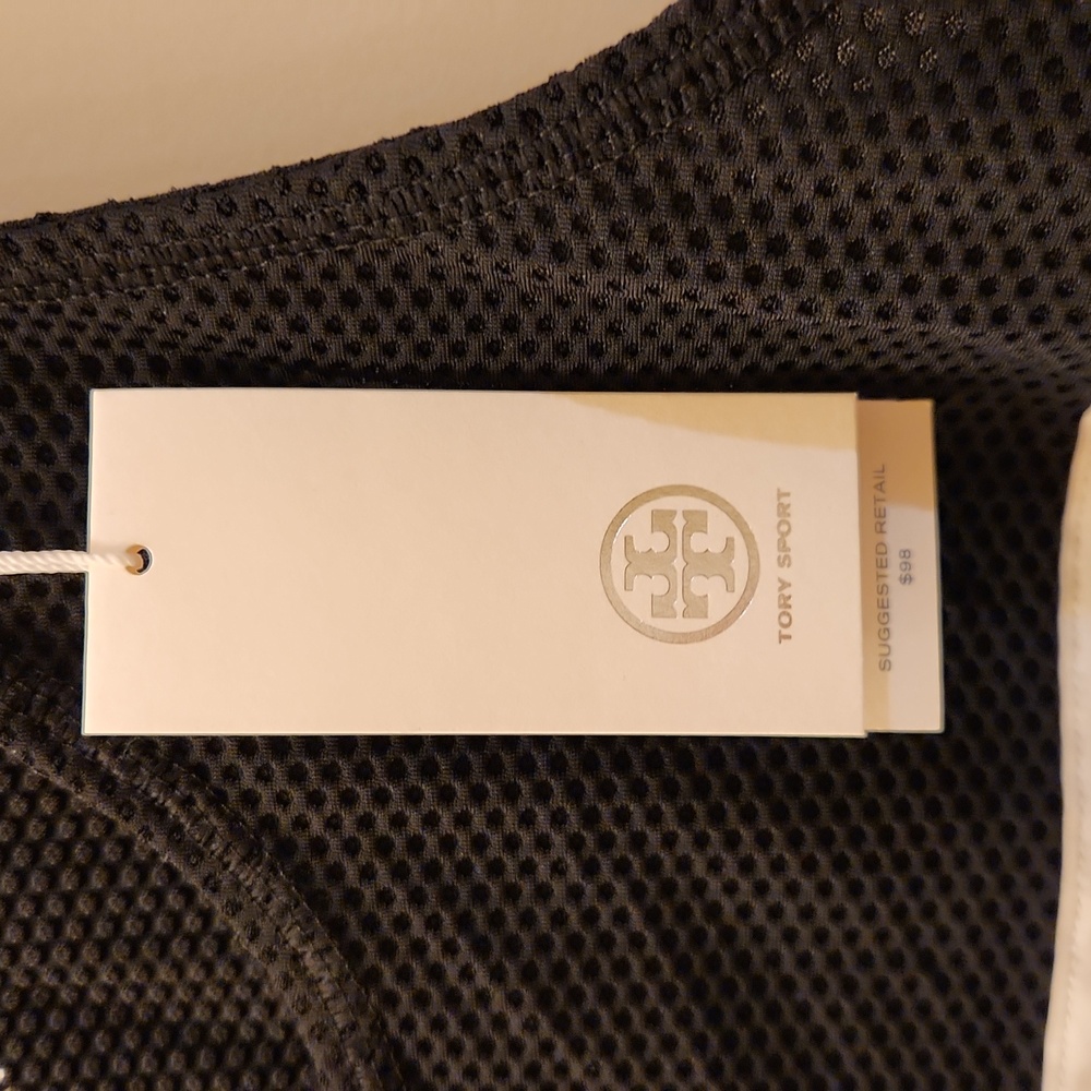 NWT Tory Burch Tory Sport Reflective Stripe Mesh Tank in XL Sport Black - Picture 2 of 15
